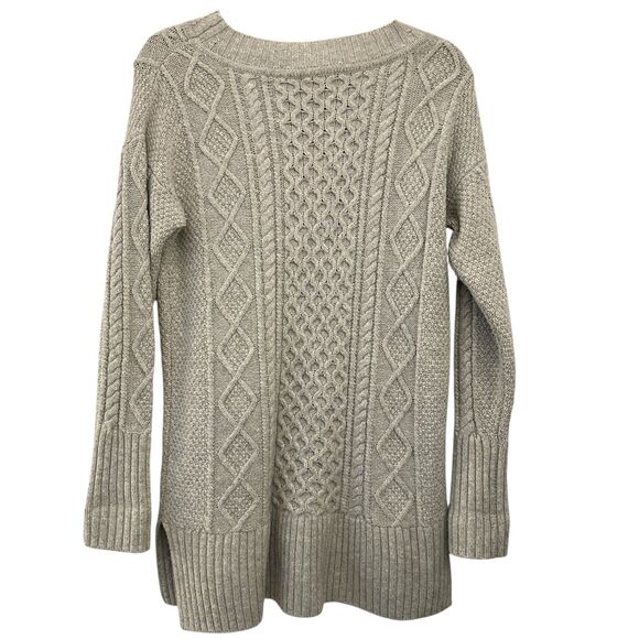 J. Crew Heather Grey Wool Blend Cableknit Tunic Sweater Size S - Picture 2 of 6